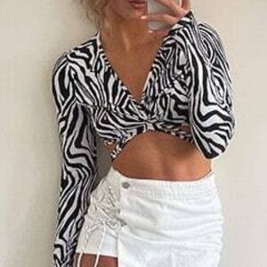 Zebra Print Wrap Top